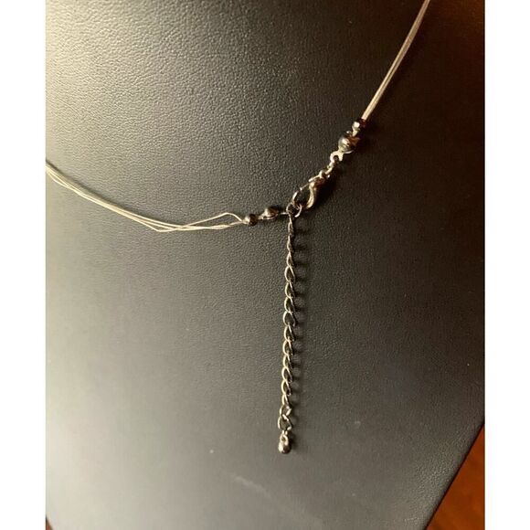 Vintage 3-row Circles and Crystals Necklace, Unmarked - Picture 3 of 3